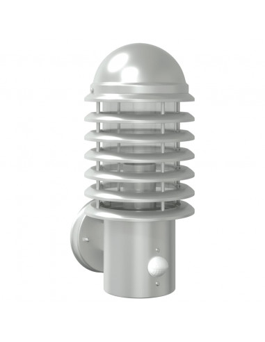 Applique per Esterno con Sensore Argento in Acciaio Inox