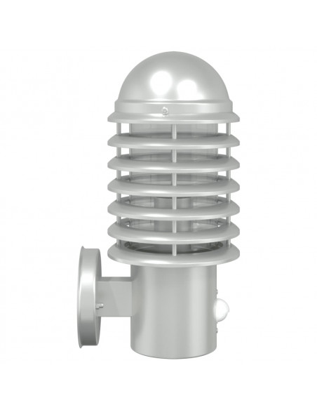 Applique per Esterno con Sensore Argento in Acciaio Inox