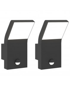 Applique con LED e Sensore 2 pz Nere in Alluminio Pressofuso 2