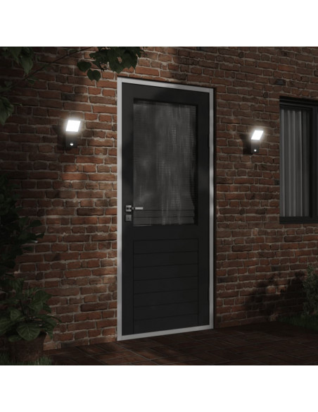 Applique con LED e Sensore 2 pz Nere in Alluminio Pressofuso