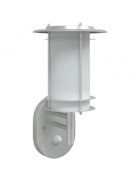 Applique per Esterno con Sensore Argento in Acciaio Inox