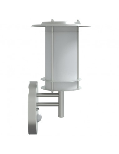 Applique per Esterno con Sensore Argento in Acciaio Inox