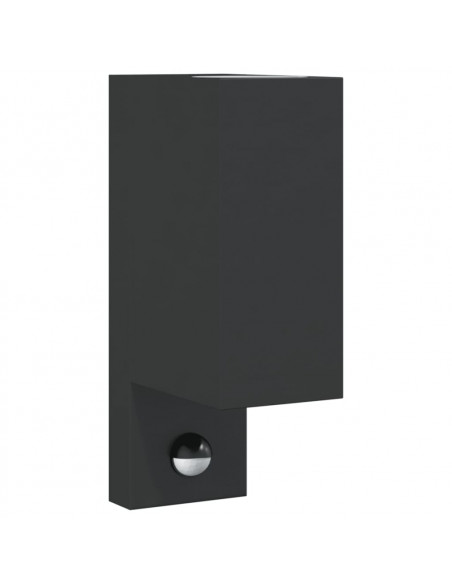 Applique con Sensore Nera in Alluminio Pressofuso
