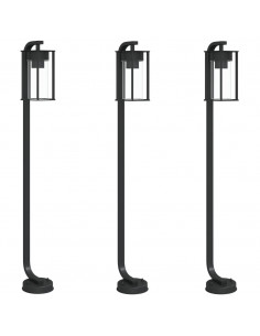 Lampade da Terra per Esterni 3 pz Nere 100 cm in Acciaio Inox 2