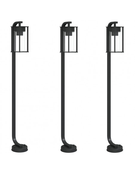 Lampade da Terra per Esterni 3 pz Nere 100 cm in Acciaio Inox