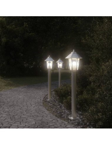 Lampada da Terra per Esterni Argento 80 cm in Acciaio Inox