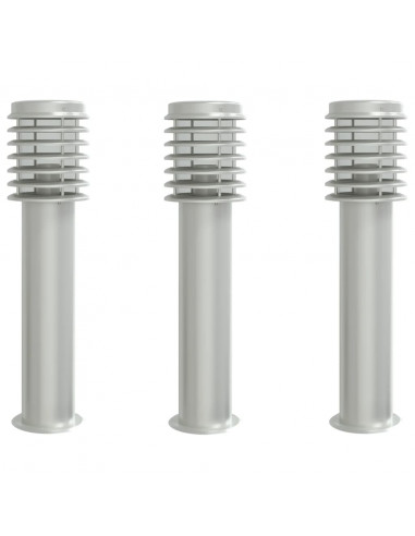 Lampade da Terra per Esterni 3 pz Nere 60 cm in Acciaio Inox