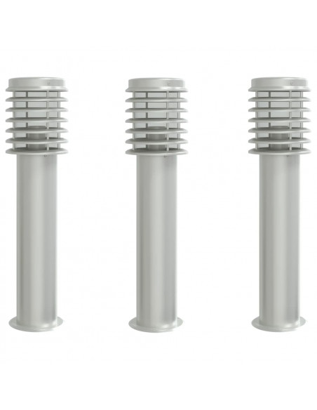 Lampade da Terra per Esterni 3 pz Nere 60 cm in Acciaio Inox