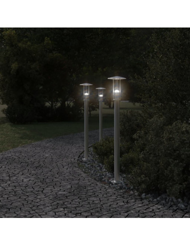 Lampada da Terra per Esterni Argento 100 cm in Acciaio Inox