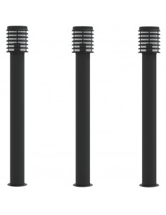 Lampade da Terra per Esterni 3 pz Nere 110 cm in Acciaio Inox 2