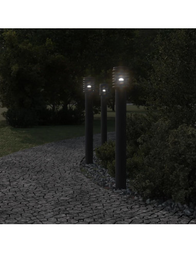 Lampade da Terra per Esterni 3 pz Nere 110 cm in Acciaio Inox