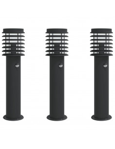 Lampade da Terra per Esterni Sensore 3 pz Nere 60 cm Acciaio 2