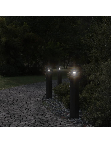 Lampade da Terra per Esterni Sensore 3 pz Nere 60 cm Acciaio