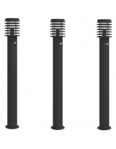 Lampade da Terra per Esterni Sensore Nere 3 pz 110 cm Acciaio 2