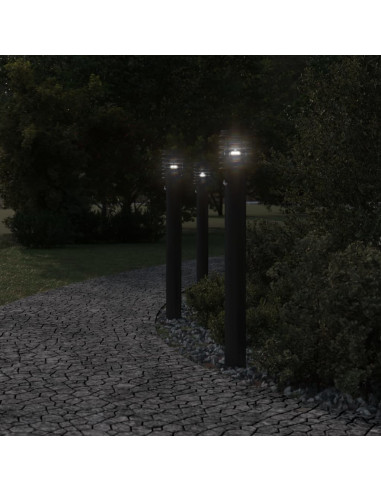 Lampade da Terra per Esterni Sensore Nere 3 pz 110 cm Acciaio