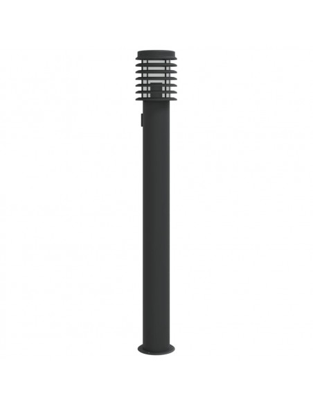 Lampade da Terra per Esterni con Presa 3 pz Nere 110 cm Acciaio