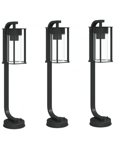 Lampade da Terra per Esterni 3 pz Nere 60 cm in Acciaio Inox