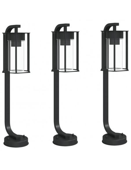 Lampade da Terra per Esterni 3 pz Nere 60 cm in Acciaio Inox