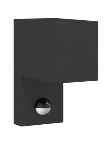 Applique con Sensore Nera in Alluminio Pressofuso