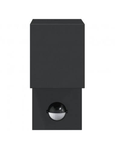 Applique con Sensore Nera in Alluminio Pressofuso