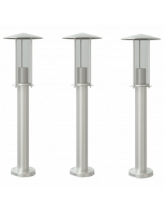 Lampade da Terra per Esterni 3 pz Argento 60 cm in Acciaio Inox 2