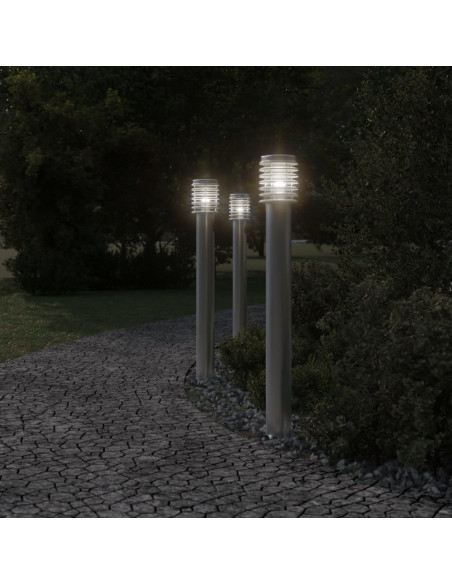 Lampada da Terra per Esterni Argento 110 cm in Acciaio Inox