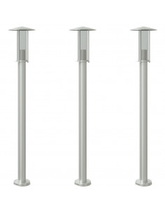 Lampade da Terra per Esterni 3 pz Argento 100cm in Acciaio Inox 2
