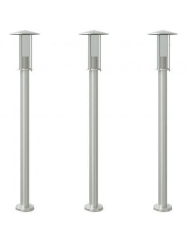 Lampade da Terra per Esterni 3 pz Argento 100cm in Acciaio Inox
