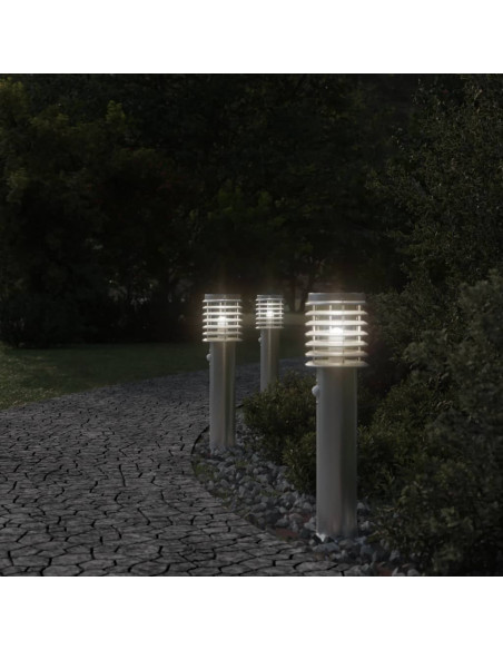 Lampada da Terra per Esterni Sensore Argento 60 cm in Acciaio
