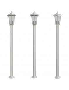 Lampade da Terra per Esterni 3 pz Argento 120cm in Acciaio Inox 2