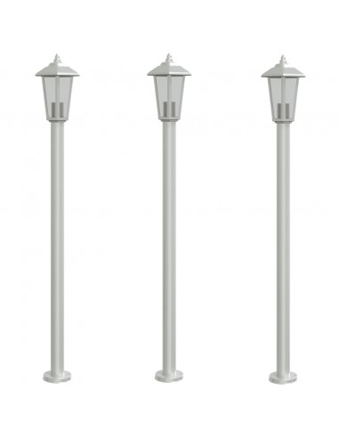 Lampade da Terra per Esterni 3 pz Argento 120cm in Acciaio Inox
