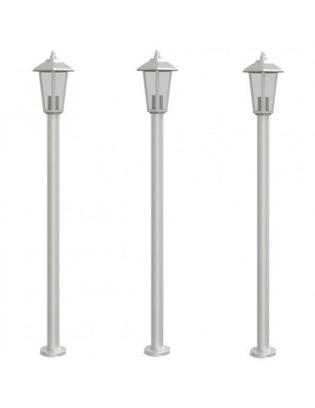 Lampade da Terra per Esterni 3 pz Argento 120cm in Acciaio Inox