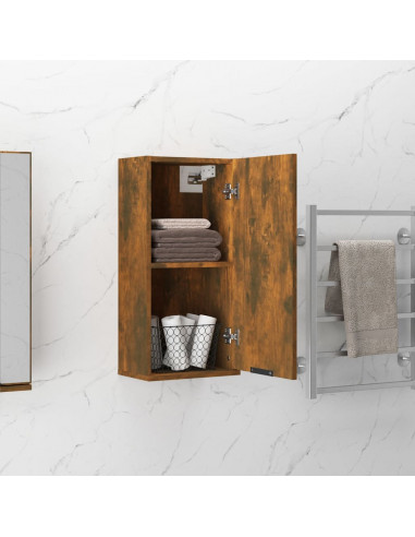 Mobile da Bagno a Parete Rovere Fumo 32x20x67 cm