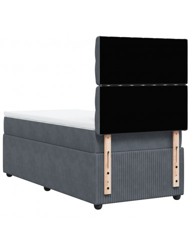 Giroletto a Molle con Materasso Grigio Scuro 90x190 cm Velluto