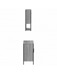 Set Mobili da Bagno 2 pz Grigio Sonoma in Legno Multistrato 2