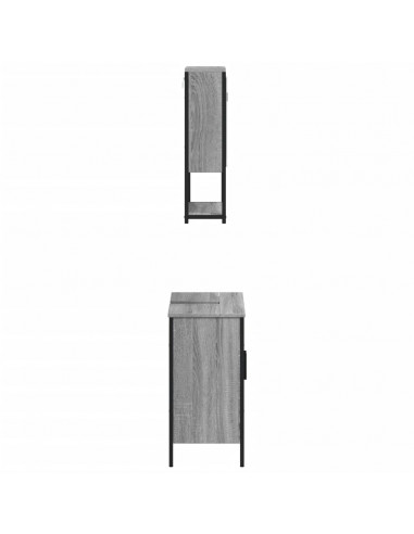 Set Mobili da Bagno 2 pz Grigio Sonoma in Legno Multistrato