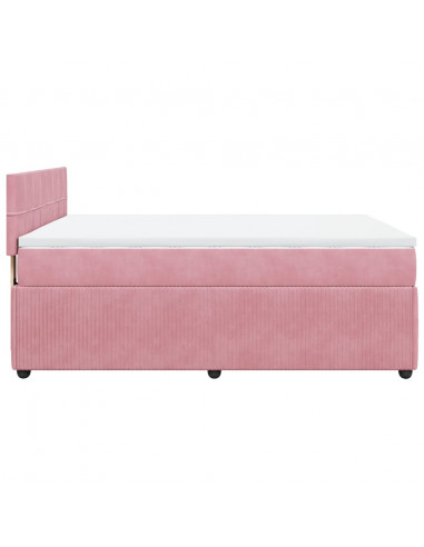 Giroletto a Molle con Materasso Rosa 160x200 cm in Velluto