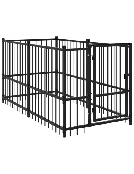 Gabbia per Cani Nera 193,5x97x100 cm in Acciaio
