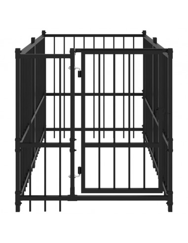 Gabbia per Cani Nera 193,5x97x100 cm in Acciaio