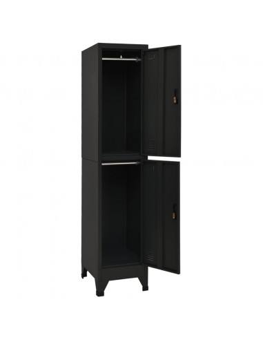 Armadietto con Serratura Nero 38x45x180 cm in Acciaio