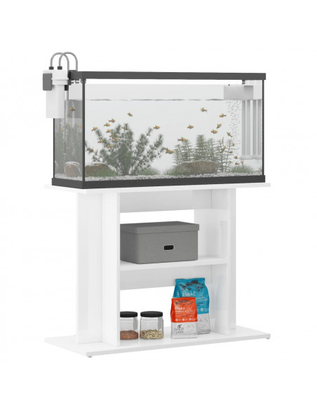 Supporto Acquario 80x35x60cm in Legno Multistrato Bianco Lucido