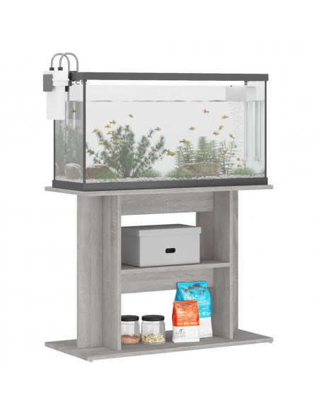 Supporto Acquario 80x35x60cm in Legno Multistrato Grigio Sonoma