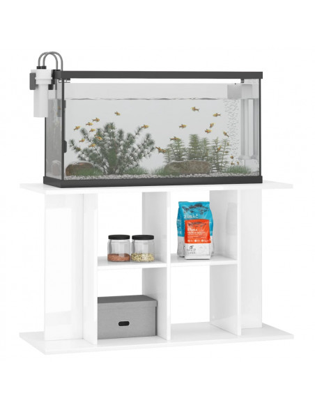 Supporto Acquario 100x40x60cm Legno Multistrato Bianco Lucido
