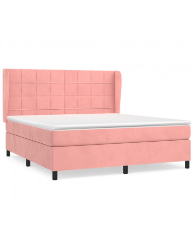 Giroletto a Molle con Materasso Rosa 160x200 cm in Velluto