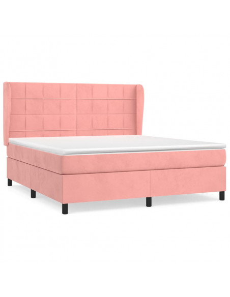 Giroletto a Molle con Materasso Rosa 160x200 cm in Velluto