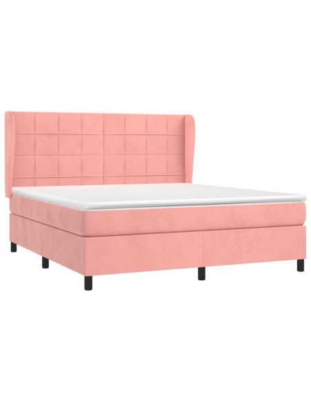 Giroletto a Molle con Materasso Rosa 160x200 cm in Velluto
