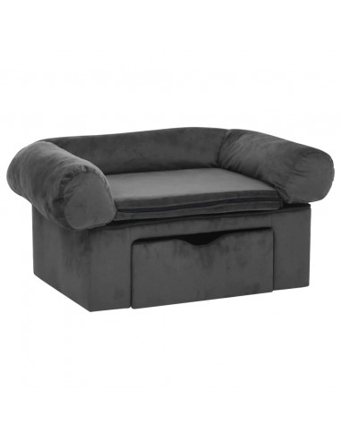 Divano per Cani con Cassetto Grigio Scuro 75x50x38cm in Peluche