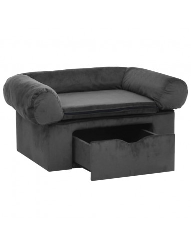 Divano per Cani con Cassetto Grigio Scuro 75x50x38cm in Peluche