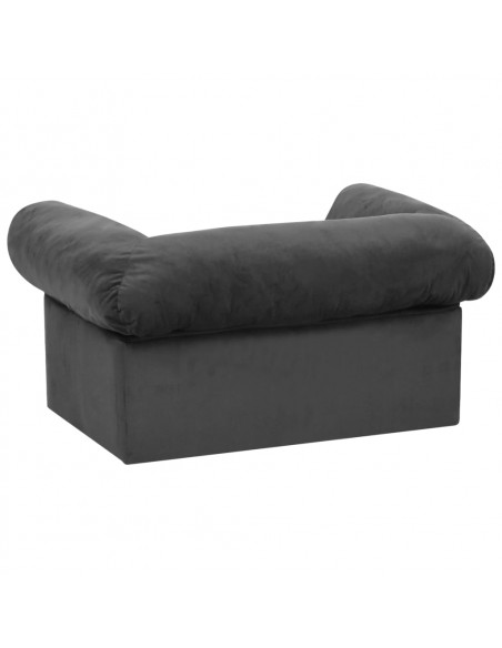 Divano per Cani con Cassetto Grigio Scuro 75x50x38cm in Peluche