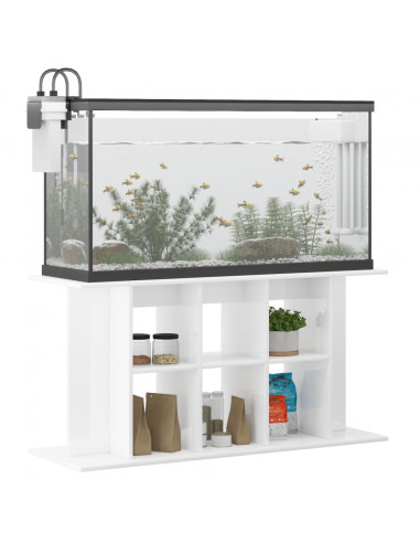 Supporto Acquario 120x40x60 cm Legno Multistrato Bianco Lucido